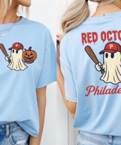 Phillies Halloween Ghost T-Shirt, Red October Baseball, Spooky Season