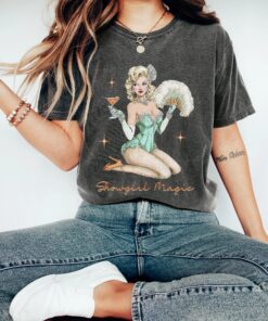 Vintage Showgirl T-Shirt, Retro Glam Pin Up Graphic Tee, Burlesque Showgirl Shirt, Rockabilly Top