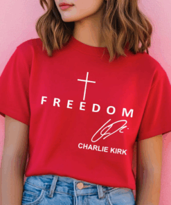 Freedom Charlie Kirk Signature T-Shirt, Red Tee Patriotic, We Wear Red Charlie Kirk Birthday October 14 Memorial Shirt