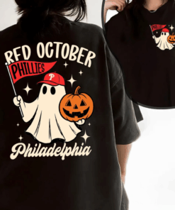 Phillies Halloween Ghost T-Shirt, Sweatshirt or Hoodie, Red October Baseball Tee