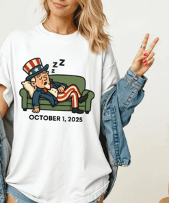 Funny Government Shutdown Tee, Sleeping Uncle Sam Graphic T-Shirt