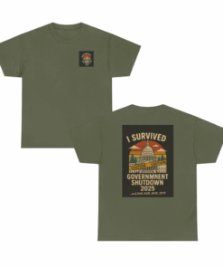Shutdown Survivor 2025 T-Shirt, Funny Government Shutdown Sarcastic Tee, Political Humor Shirt