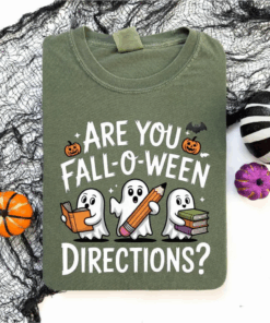 Are You Fall-O-Ween Directions Shirt, Spooky Ghost Teacher T-Shirt, Funny Fall Vibes Teacher Sweater, Cute Halloween Gift, Spooky Season Tee