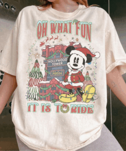 Disney Hollywood Studios Oh What Fun It Is To Ride Mickey Mouse Christmas T-Shirt, Disney Jollywood Nights 2025, WWD Christmas Trip Tee