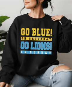 Go Blue! on Saturday, Go ... on Sunday Sweatshirt, Detroit Game Day Fan Shirt, Football Lover’s Gift, Detroit Football Tee