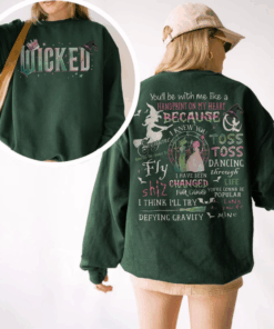 Wicked Movie 2 Sided Sweatshirt, Defy Gravity Broomstick Magic Wand T-Shirt, Witch Pink and Green Shirt, Wizard Movie Fan Tee, Wizard Hoodie
