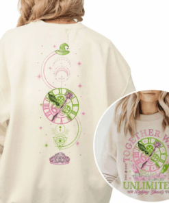 Retro 2 Side Wicked Together We’re Unlimited Sweatshirt, Defy Gravity Broomstick Magic Wand Shirt, Wicked The Musical, Wizard Movie Fan Tee