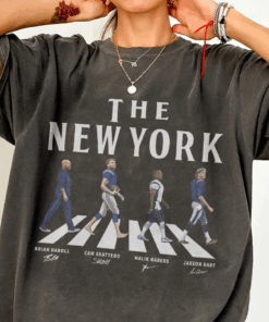 New York Walking Road Signatures Football T-Shirt, Jaxson Dart Malik Nabers, Gift For Fan Football Unisex