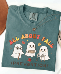 Ghost All About Fall Prevention T-Shirt, Occupational Therapy Halloween Shirt, SPED Teacher Fall Top, Spooky Therapist Tee