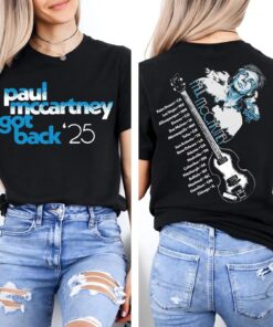 Paul McCartney Got Back Tour 2025 Graphic With City Stops Guitar T-Shirt