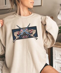 Anime Demon Slayer Characters Embroidered Shirt, Inosuke Anime Movie 2025 Sweatshirt