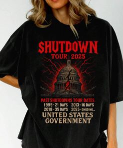 Shutdown Tour 2025 Shirt, US Government Shutdown Graphic Tee, Political Satire Top