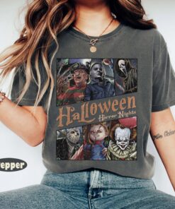 Retro Horror Characters Halloween Shirt, Horror Movie Tee, Halloween Horror Night 2025, Halloween Friends Group Matching, Trick or Treat Tee