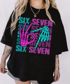 6 7 Meme Shirt, Funny Skeleton Hands Tee, Halloween Couples T-Shirt, Trendy Top, Six Seven Tshirt, 67 Couples Tees