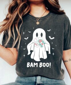 Bam BOO Halloween Mahjong Shirt, Ghost Mahjong Tee, Spooky Season Game T-Shirt, Mahjong Group Costume Idea, Halloween Party Game Top