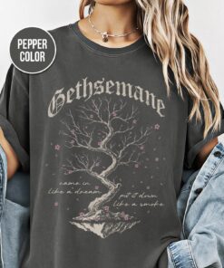 Dark Botanical Graphic Tee, Gothic Cherry Blossom Shirt, Unisex Comfort Colors Tee, Rock Clothing