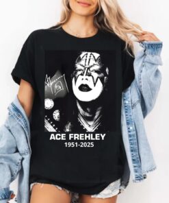 RIP Ace Frehley 2025 Shirt, Kiss Rock and Roll Legend Tribute Custom Gift Graphic Tee, Music Personalized Fans Vintage Style Unisex T-Shirt