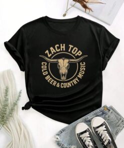 Zach Top Cold Beer & Country Music Shirt, Zach Top Cow Skull Shirt, Zach Top 90s Vintage Shirt, Zach Top Fan Gift, Zach Top Tour 2025 Merch