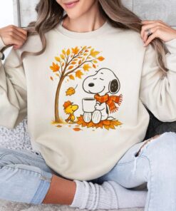 Snoopy Fall Shirt, Snoopy Autumn Leaves Pumpkin Sweatshirt, Vintage Peanuts Coffee T-Shirt, Thanksgiving Snoopy Tee