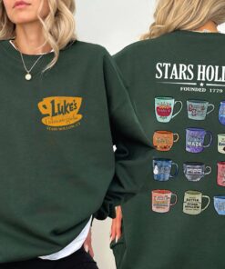 Stars Hollow 2 Sided Sweatshirt, Luke's Diner Coffee Cup Hoodie Adult, Coffee Lover Back and Front Stars Hollow Adult Sweat Tee