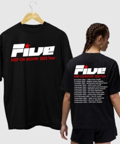 Five Band Shirt, Keep On Movin' 2025 Tour T-Shirt, Concert Dates Tee, Band Music Merch, Retro Pop Group Tour Top