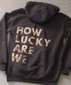 Zach bryan “how lucky are we”, 28 lyric camo patchwork hoodie