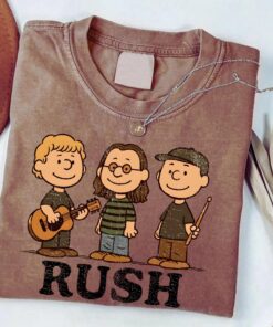 Rush x Peanuts Retro SweatShirt, Geddy Lee, Alex Lifeson & Neil Peart Rock Band Tee