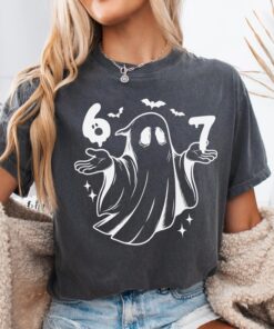 Halloween 67 Ghost T-Shirt, Spooky Season Meme Sweatshirt, Vintage Ghost Hands TikTok Viral Trendy Shirt for Teens & Youth