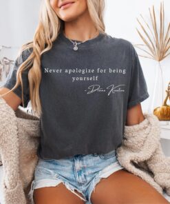 Diane Keaton Inspired Tee, 'Never Apologize' Quote Shirt