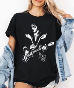 Ace Frehley Guitar Line Art Shirt | Spaceman Sketch Signature Tee | Iconic Rock Legend Musician Gift | Vintage KISS Fan