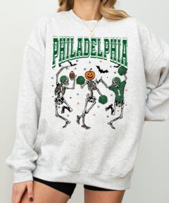 Philadelphia Football Halloween Skeleton Dance Sweatshirt, Retro Spooky Pumpkin, Game Day Philly Fan Shirt