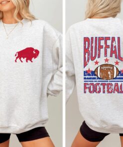 Buffalo Football Shirt, Vintage Distressed Style T-Shirt, Sweatshirt and Hoodie, Front Back Buffalo Game Day Sweatshirt for Fans