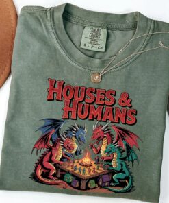 Houses and Humans D&D Shirt, Dungeons and Dragons Gift Tee for Men Women, Vintage Retro 90s Joke D and D T-Shirt