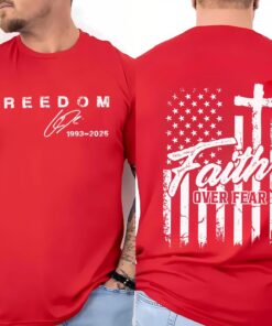 Erika Kirk Faith Over Fear T-Shirt, Justice For Charlie Kirk, We Wear Red On Friday Shirt, Freedom, Memorial Charlie Kirk Birthday October 14 Tee