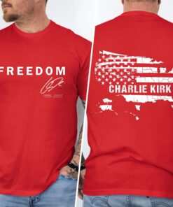 Charlie Kirk USA Flag Freedom Red Shirt, Charlie Kirk Red Shirt, Charlie Kirk Freedom Red T-Shirt, Memorial Charlie Kirk Red Tee