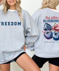 Red White and Blueberries T-Shirt, Freedom USA Flag Shirt, Red White & Blueberries Charlie Kirk 1993-2025 Memorial Freedom USA Flag Tee