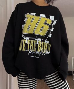 We The Babes Racing Sweatshirt, Grunge Aesthetic Moto Racing Style T-Shirt, Trendy Shirt For Women