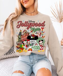 Disney Jollywood Nights 2025 Sweatshirt, Mickey and Friends Christmas Studios Trip Tee, Star Tours T-Shirt, Disneyworld Xmas Night Hoodie