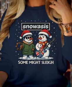 Funny Christmas Sweatshirt SNOWASIS Some Might Sleigh Snowman Rock Band Parody Holiday Gift for Music Lovers & Fans Christmas Jumper S-5207