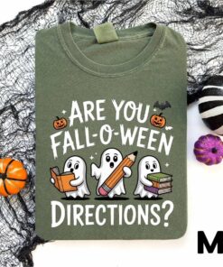Are You Fall-O-Ween Directions Shirt, Spooky Ghost Teacher T-shirt, Funny Fall Vibes Teacher Sweater, Cute Halloween Gift, Spooky Season Tee