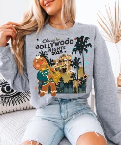 Disney Jollywood Nights 2025 Sweatshirt, Ollie Gingerbread T-Shirt, Xmas Night Hoodie, Disneyworld Studios Xmas Trip 2025 Tee
