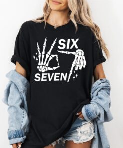 6 7 Meme Shirt, Funny Skeleton Hands Tee, Halloween Couples Shirt, Trendy T-Shirt, Six Seven Top, 67 Couples Tee