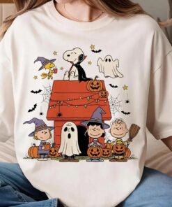 Snoopy Halloween Thanksgiving & Fall Shirt, Woodstuck Tee, Cute Dog T-Shirt, Peanuts Top, Pumpkin Halloween Cartoon Dog Shirts