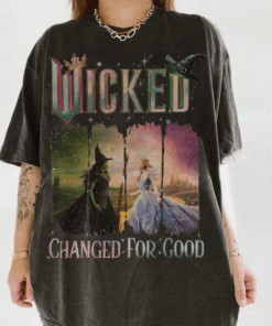 Vintage Wicked Changed For Good T-Shirt, Defy Gravity Broomstick Magic Wand, Wizard Movie Fan Shirt, Wicked Musical Fan Gifts