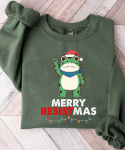 Merry Resistmas Frog Sweatshirt, Political Christmas Shirt