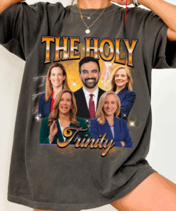 The Holy Trinity T-Shirt, Zohran Mamdani Y2k Bootleg Rap Tee, Mikie Sherrill, Abigail Spanberger Top