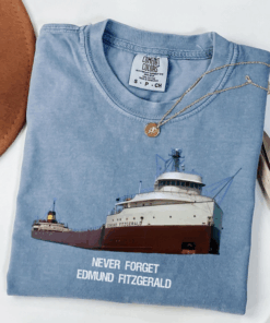Vintage Edmund Fitzgerald Shirt, Never Forget Nov 10th 1975, Edmund Fitzgerald Art T-Shirt, Great Lakes Shipwreck Tee