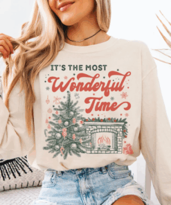Christmas Long Sleeve Shirt, Wonderful Time of Year Christmas Tree Reader Holiday Tshirt, Festive Xmas Tee, Festive Gift Women