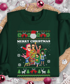 Bob'S Burgers Family Ugly Xmas T-Shirt, Bob'S Burgers Ugly Christmas Shirt, Bob'S Burgers Merry Christmas, Christmas Movie Tee