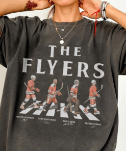 Philadelphia Flyers Walking Road Signatures Ice Hockey Shirt, Trevor Zegras Sean Couturier Gift For Fan Hockey Unisex